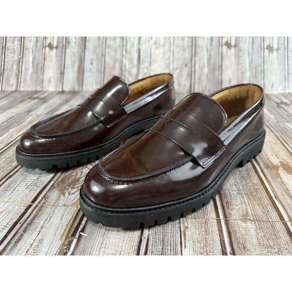 THURSDAY Penny Leather Loafer Shoes Size 10.5 Color Burgundy New - Picture 3 of 9